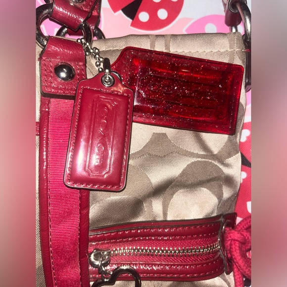 Coach Poppy Purse Signature Brown And Red Tote Purse Rare Very Great Condition - Picture 4 of 11